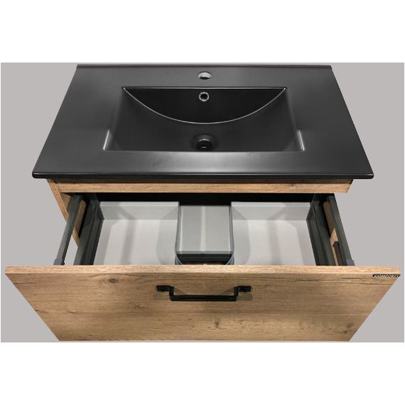 Тумба напольная с раковиной Comforty Бредфорд 75 см, дуб тёмный - фото 10