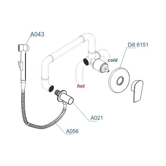 Набор для гигиенического душа WasserKraft Dill A06156 (шланг 100 см) - фото 4