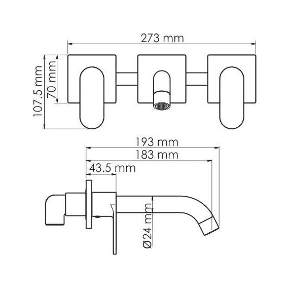 Смеситель для раковины настенный WasserKraft Elbe 7445, чёрный - фото 3