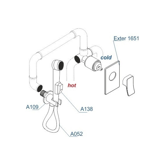 Набор для гигиенического душа WasserKraft Exter A01652, светлая бронза - фото 2
