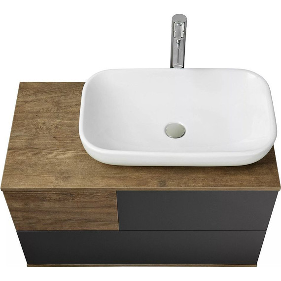 Тумба подвесная со столешницей Акватон Терра 85 см 1A247201TEKA0, дуб кантри/антрацит - фото, картинка 8 Тумба подвесная со столешницей Акватон Терра 85 см 1A247201TEKA0, дуб кантри/антрацит - фото 8