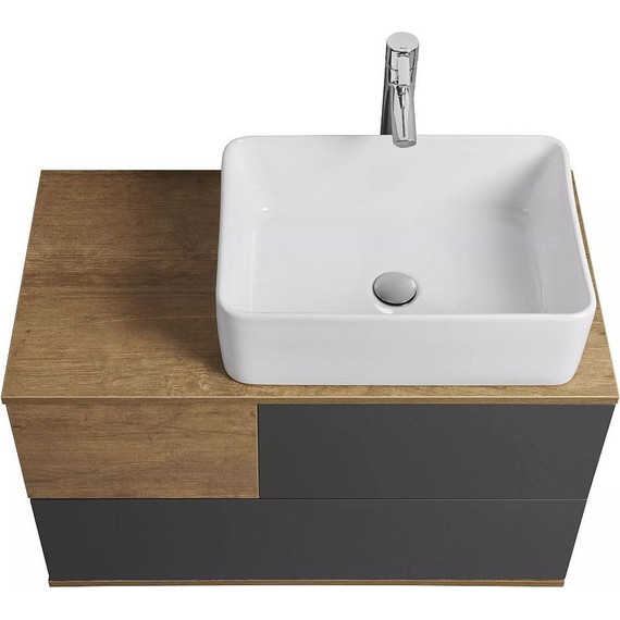 Тумба подвесная со столешницей Акватон Терра 85 см 1A247201TEKA0, дуб кантри/антрацит - фото, картинка 5 Тумба подвесная со столешницей Акватон Терра 85 см 1A247201TEKA0, дуб кантри/антрацит - фото 5