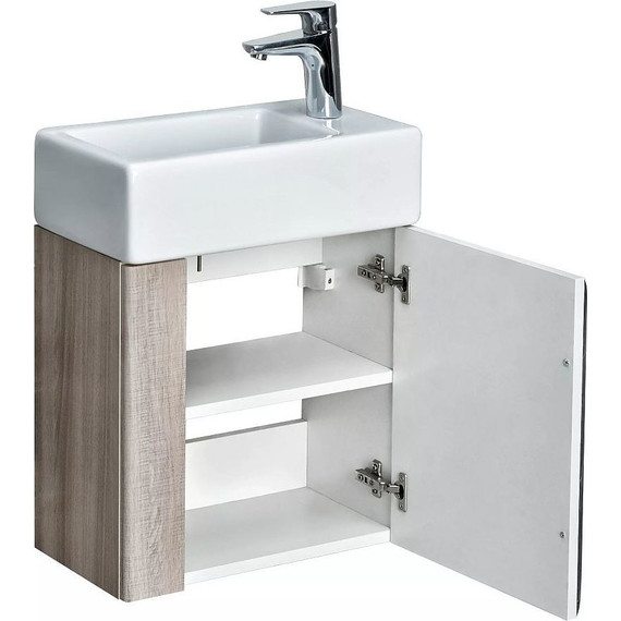 Тумба подвесная с раковиной Акватон Вита 44 см 1A2214K1VTD70, белый/ясень шимо - фото 3