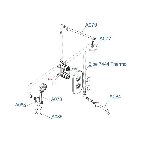 Душевая система для ванны с термостатом WasserKraft A177477 Thermo, черный - фото 8