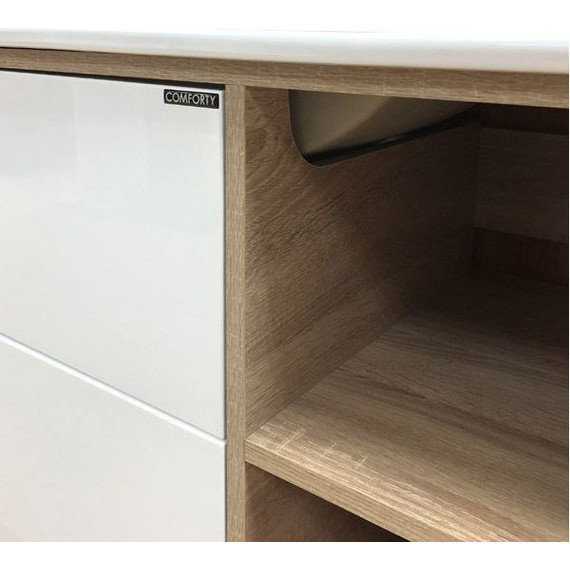 Тумба подвесная с раковиной Comforty Гамбург 90 см, дуб сонома - фото 11