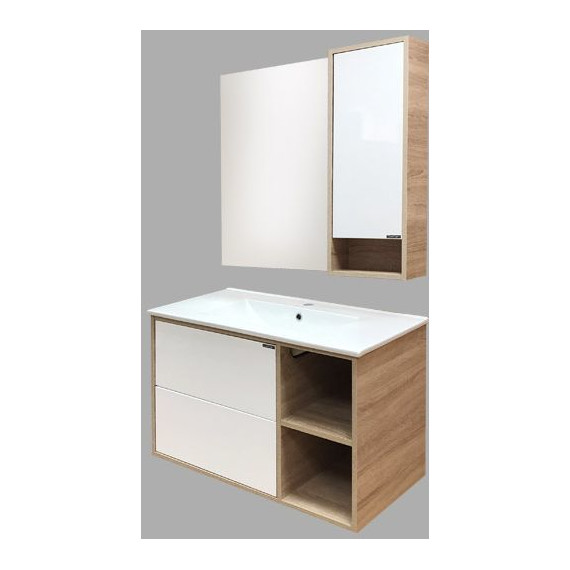 Тумба подвесная с раковиной Comforty Гамбург 90 см, дуб сонома - фото 7