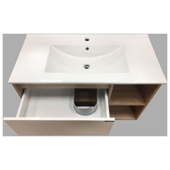 Тумба подвесная с раковиной Comforty Гамбург 90 см, дуб сонома - фото 9