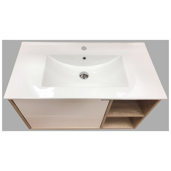 Тумба подвесная с раковиной Comforty Гамбург 90 см, дуб сонома - фото 10