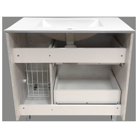 Тумба напольная с раковиной Comforty Верона 90 см, дуб белый - фото 12