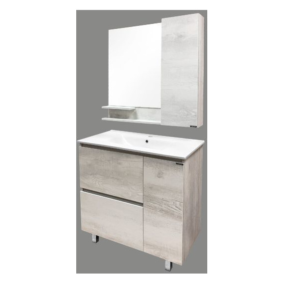 Тумба напольная с раковиной Comforty Верона 90 см, дуб белый - фото 8