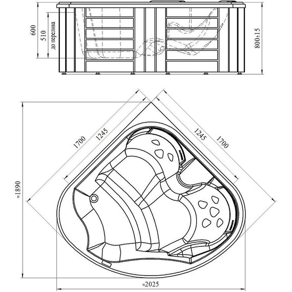 Спа бассейн Радомир Cornelia 170х170 см, (перламутр) - фото 3