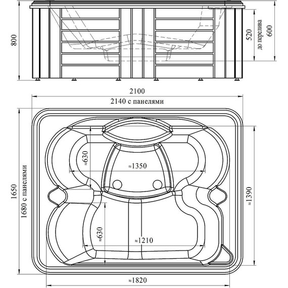 Спа бассейн Радомир Deluxe 214х168 см, перламутр - фото 3
