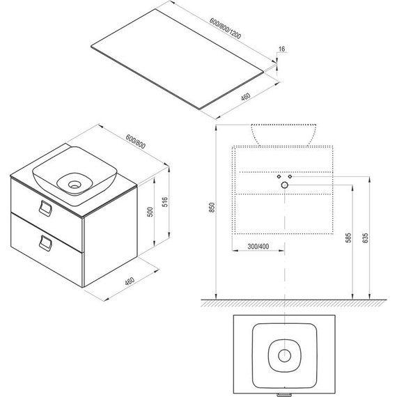 Тумба подвесная со столешницей Ravak SD Comfort 60 см X000001377, белый - фото 3