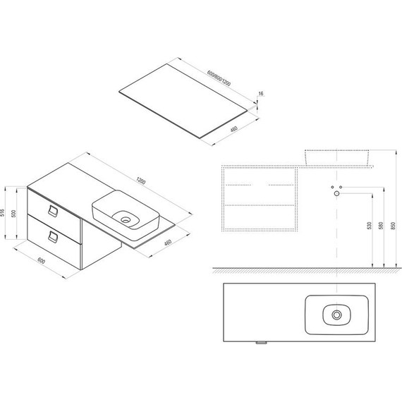 Тумбы подвесные со столешницей Ravak SD Comfort 120 см X000001377, белый - фото, картинка 4 Тумбы подвесные со столешницей Ravak SD Comfort 120 см X000001377, белый - фото 4