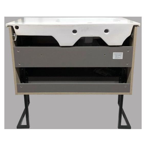 Тумба напольная с раковиной Comforty Дюссельдорф 90 см, дуб дымчатый - фото 11