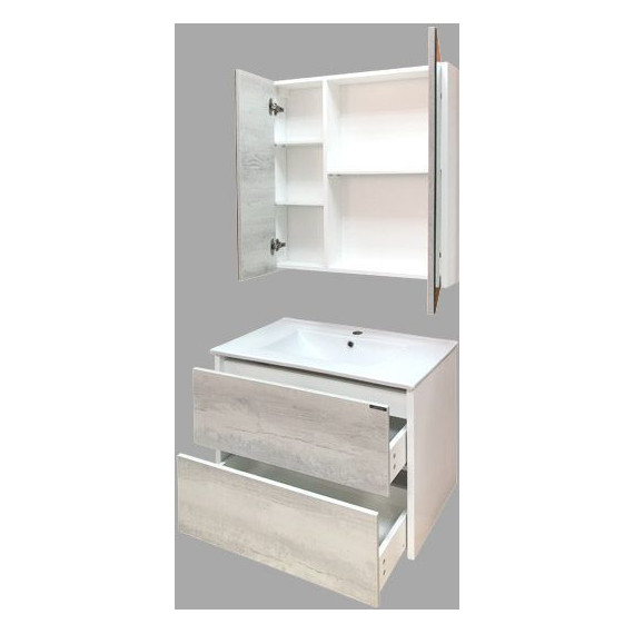 Тумба подвесная с раковиной Comforty Женева 75 см, дуб белый - фото 8