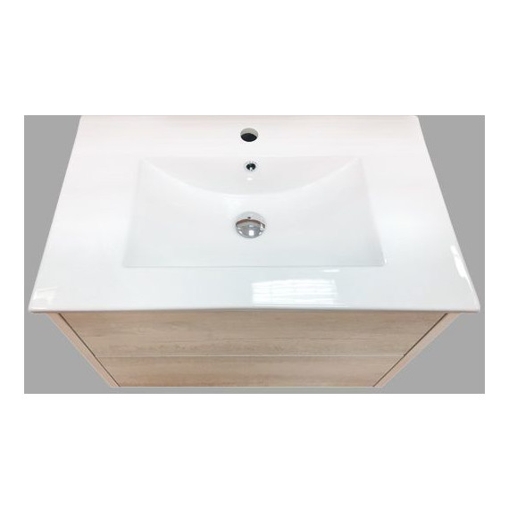 Тумба подвесная с раковиной Comforty Женева 75 см, дуб белый - фото 9