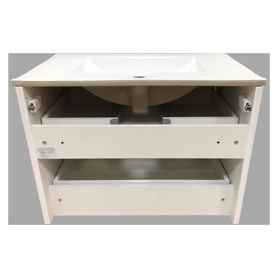 Тумба подвесная с раковиной Comforty Женева 75 см, дуб белый - фото 10