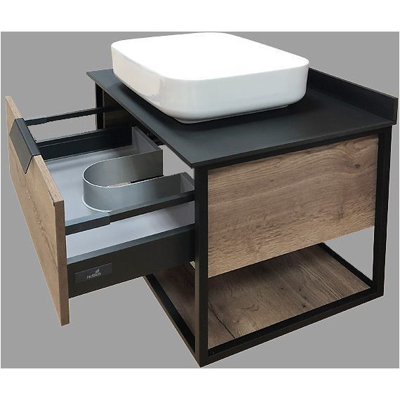 Тумба подвесная с раковиной Comforty Кёльн 75 см, дуб тёмный - фото 12