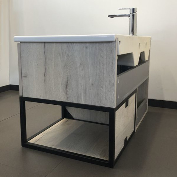 Тумба подвесная с раковиной Comforty Мальме 90 см, дуб дымчатый - фото 9