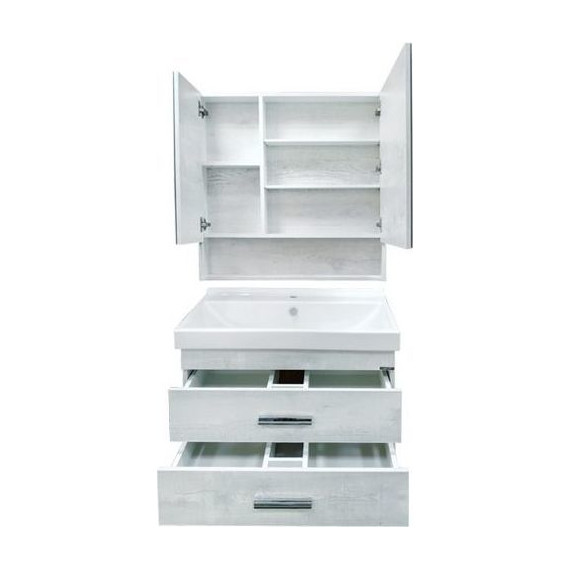 Тумба подвесная с раковиной Comforty Никосия 80П 80 см, дуб белый - фото 7