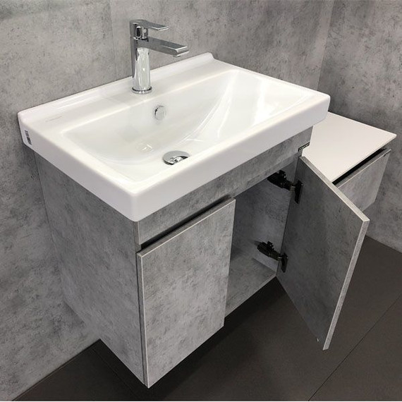 Тумба подвесная с раковиной Comforty Осло 60 см, бетон светлый - фото, картинка 9 Тумба подвесная с раковиной Comforty Осло 60 см, бетон светлый - фото 9