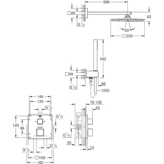 Душевая система для душа с термостатом Grohe Grohtherm Cube 34741000 - фото 2