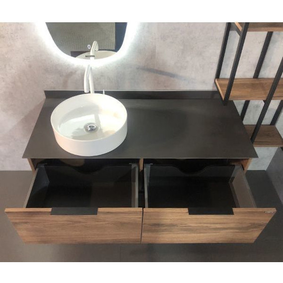 Тумба подвесная с раковиной Comforty Порто 120-1 см, дуб тёмно-коричневый - фото 8