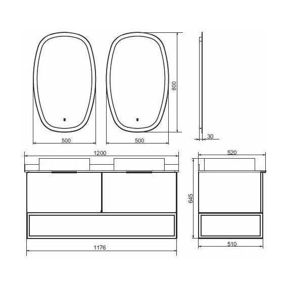 Тумба подвесная с раковинами Comforty Порто 120-2 см, дуб тёмно-коричневый - фото 11