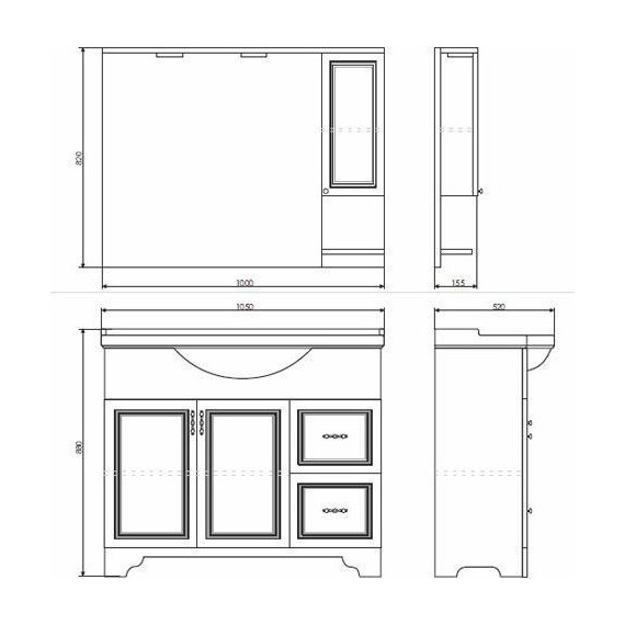 Тумба напольная с раковиной Comforty Севилья 100 см, слоновая кость - фото 11