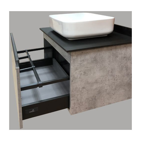 Тумба подвесная с раковиной Comforty Эдинбург 75 см, бетон светлый - фото 7