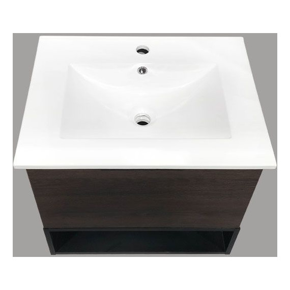 Тумба подвесная с раковиной Comforty Франкфурт 60 см (раковина 60Е), дуб шоколадно-коричневый - фото 9