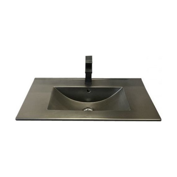 Тумба подвесная с раковиной Comforty Франкфурт 75 см (раковина чёрная) дуб шоколадно-коричневый - фото 4