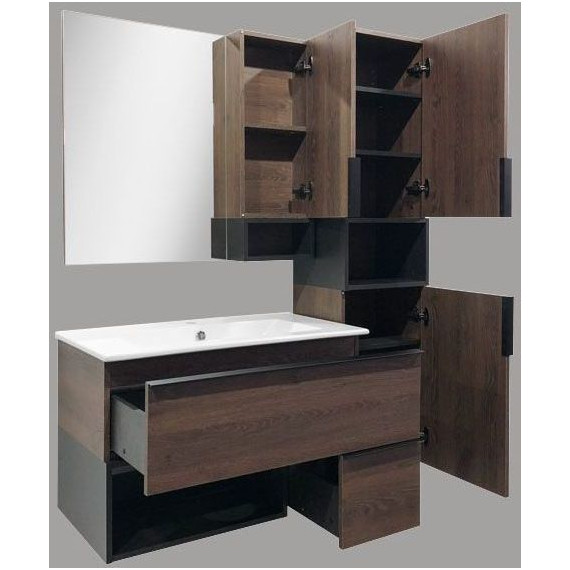 Тумба подвесная с раковиной Comforty Франкфурт 90 см (раковина Quadro 90), дуб шоколадно-коричневый - фото 7