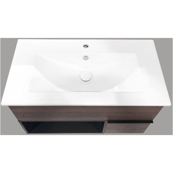 Тумба подвесная с раковиной Comforty Франкфурт 90 см (раковина Quadro 90), дуб шоколадно-коричневый - фото 8