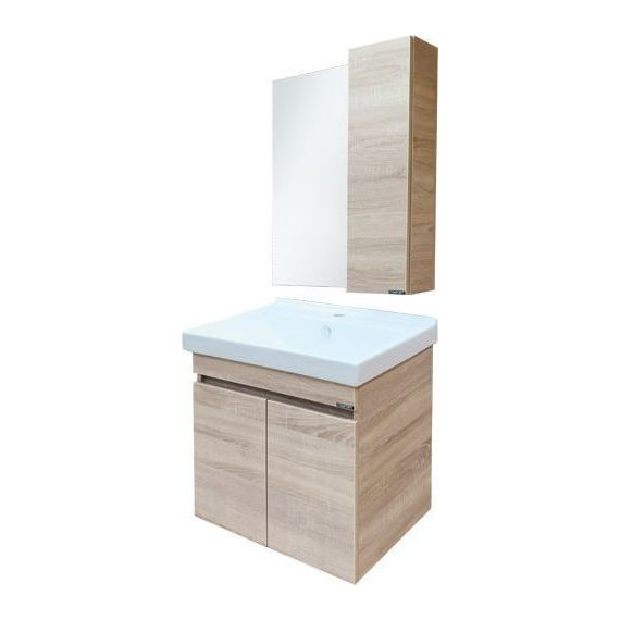 Тумба подвесная с раковиной Comforty Тромсе 60 см, дуб сонома - фото, картинка 7 Тумба подвесная с раковиной Comforty Тромсе 60 см, дуб сонома - фото 7