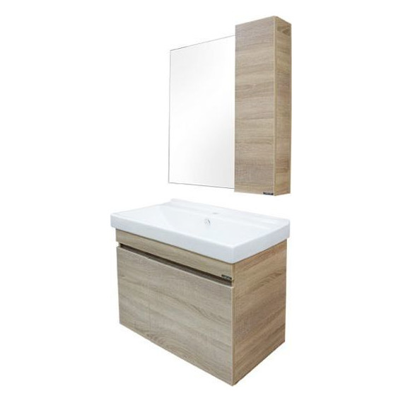 Тумба подвесная с раковиной Comforty Тромсе 80 см, дуб сонома - фото 10