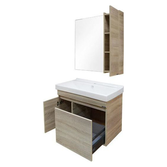 Тумба подвесная с раковиной Comforty Тромсе 80 см, дуб сонома - фото 11