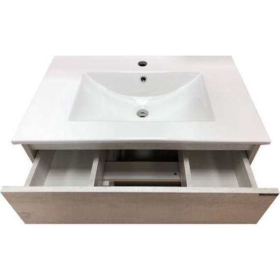 Тумба подвесная с раковиной Comforty Турин 75 см, дуб белый - фото 9