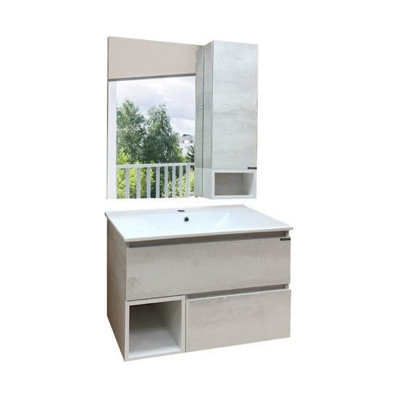 Тумба подвесная с раковиной Comforty Турин 75 см, дуб белый - фото 5