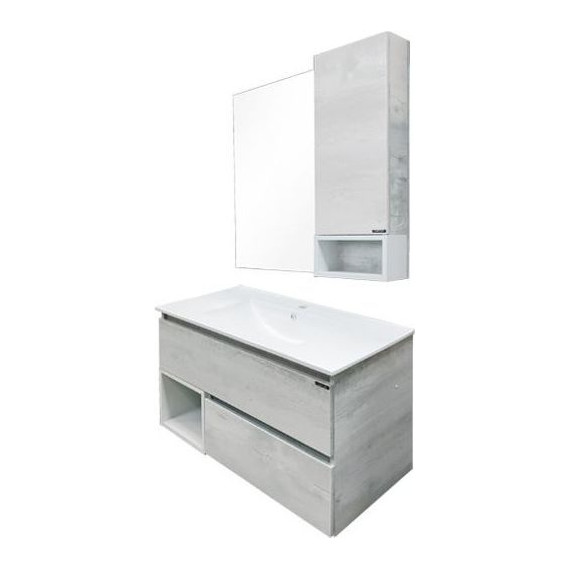 Тумба подвесная с раковиной Comforty Турин 90 см, дуб белый - фото 4