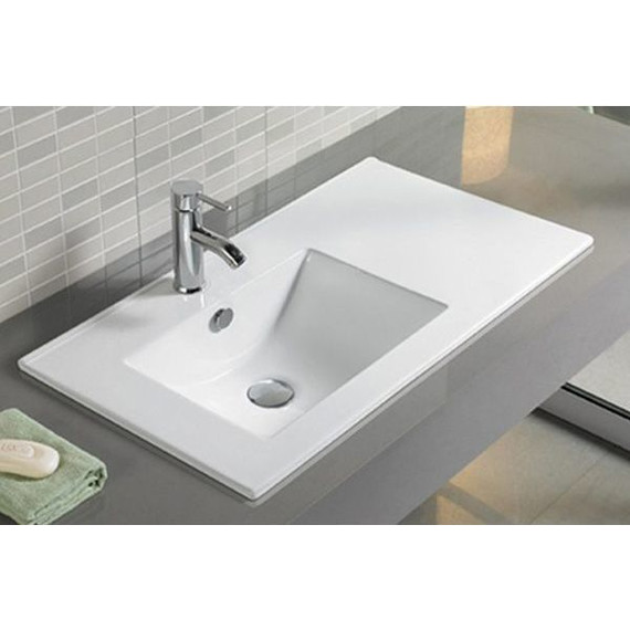 Тумба подвесная с раковиной Comforty Турин 90L см, дуб бежевый - фото 5