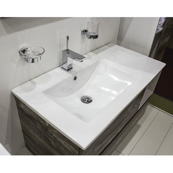 Тумба подвесная с раковиной Comforty Турин 90L см, дуб бежевый - фото 6