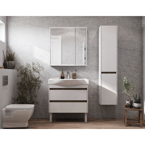 Тумба подвесная с раковиной Акватон Нортон 80 см 1A2489K0NT010, белый/дуб эндгрейн - фото, картинка 12 Тумба подвесная с раковиной Акватон Нортон 80 см 1A2489K0NT010, белый/дуб эндгрейн - фото 12