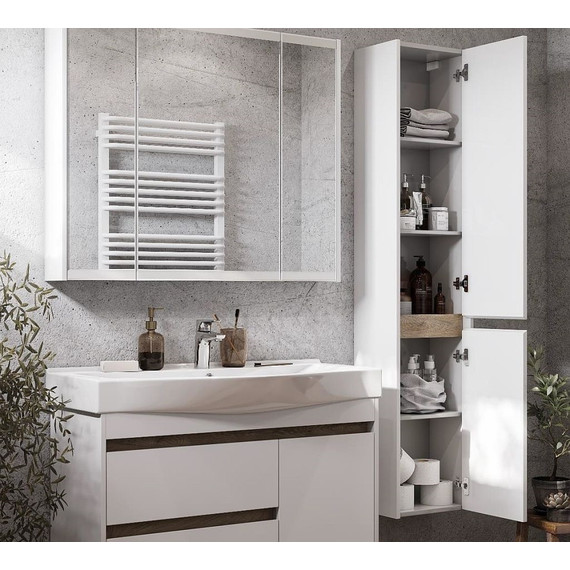 Пенал подвесной Акватон Нортон 34 см 1A249403NT01R, белый/дуб эндгрейн - фото, картинка 6 Пенал подвесной Акватон Нортон 34 см 1A249403NT01R, белый/дуб эндгрейн - фото 6