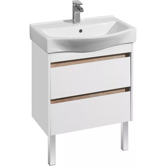 Тумба подвесная с раковиной Акватон Нортон 65 см 1A2488K0NT010, белый/дуб эндгрейн - фото 4