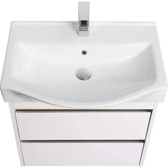 Тумба подвесная с раковиной Акватон Нортон 65 см 1A2488K0NT010, белый/дуб эндгрейн - фото 5