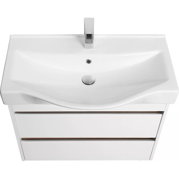 Тумба подвесная с раковиной Акватон Нортон 80 см 1A2489K0NT010, белый/дуб эндгрейн - фото, картинка 5 Тумба подвесная с раковиной Акватон Нортон 80 см 1A2489K0NT010, белый/дуб эндгрейн - фото 5