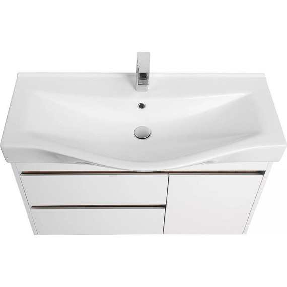 Тумба подвесная с раковиной Акватон Нортон 100 см 1A2490K0NT010, белый/дуб эндгрейн - фото, картинка 3 Тумба подвесная с раковиной Акватон Нортон 100 см 1A2490K0NT010, белый/дуб эндгрейн - фото 3