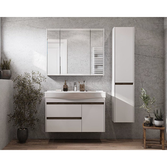 Тумба подвесная с раковиной Акватон Нортон 100 см 1A2490K0NT010, белый/дуб эндгрейн - фото, картинка 8 Тумба подвесная с раковиной Акватон Нортон 100 см 1A2490K0NT010, белый/дуб эндгрейн - фото 8